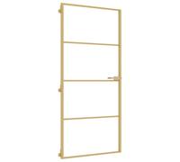 vidaXL Porte intérieure mince Golden 93x201,5 cm verre trempé et aluminium