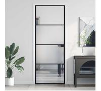 vidaXL Porte intérieure mince noire 76x201,5 cm verre trempé et aluminium