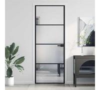 vidaXL Porte intérieure mince noire 76 x 201,5 cm verre trempé et aluminium