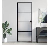 vidaXL Porte intérieure mince 76x201,5 cm verre trempé et aluminium noire