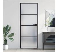 vidaXL Porte intérieure mince 76x201,5 cm verre trempé et aluminium noire