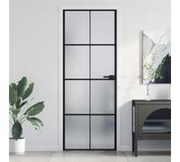 vidaXL Porte intérieure mince noire 76x201,5 cm verre trempé et aluminium