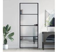 vidaXL Porte intérieure mince noire 83x201,5 cm verre trempé & aluminium