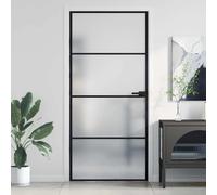 VIDAXL Porte intérieure mince noir 93x201,5 cm verre trempé aluminium