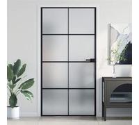 vidaXL Porte intérieure mince noire 102,5x201,5 cm verre trempé & aluminium