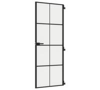 vidaXL Porte intérieure mince noire 76x201,5 cm verre trempé et aluminium