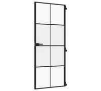 vidaXL Porte intérieure mince noire 83x201,5 cm verre trempé & aluminium