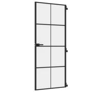 vidaXL Porte intérieure mince noire 83x201,5 cm verre trempé & aluminium