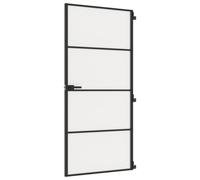 vidaXL Porte intérieure mince noire 93x201,5 cm verre trempé & aluminium