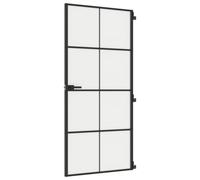 vidaXL Porte intérieure mince noire 93x201,5 cm verre trempé & aluminium