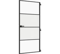 vidaXL Porte intérieure mince noire 93x201,5 cm verre trempé & aluminium