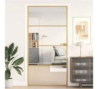 vidaXL Porte intérieure mince Golden 102,5 x 201,5 cm verre trempé aluminium Doré