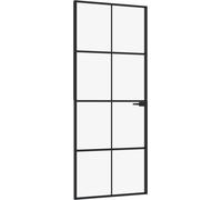 vidaXL Porte d'intérieur Noir 83x201,5 cm Trempé verre aluminium fin 153663