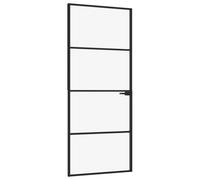 vidaXL Porte d'intérieur Noir 83x201,5 cm Trempé verre aluminium fin 153659 Noir G