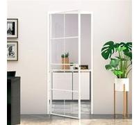 vidaXL Porte intérieure blanche verre trempé aluminium mince 83x201,5 cm
