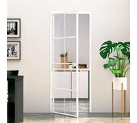 vidaXL Porte intérieure blanche 76x201,5 cm en verre trempé et aluminium mince