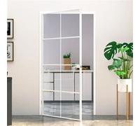 vidaXL Porte intérieure blanche 102x201,5 cm verre trempé & aluminium mince