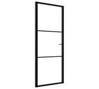 vidaXL Porte Intérieure Porte Vitrée Poignée en Alliage d'Aluminium Serrure en Fer Salon Maison Verre ESG et Aluminium 76x201,5 cm Noir