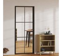 vidaXL Porte intérieure vitrée en verre ESG et aluminium 83 x 201,5 cm noir