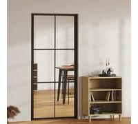 vidaXL Porte intérieure verre ESG et aluminium 93x201,5 cm noir