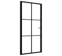 vidaXL Porte Intérieure Porte Vitrée Poignée en Alliage d'Aluminium Serrure en Fer Salon Maison Verre ESG et Aluminium 102,5x201,5 cm Noir