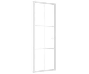 vidaXL Porte Intérieure Porte Vitrée Porte à Panneaux Chambre à Coucher Salle de Bain Maison 76x201,5 cm Blanc Verre ESG et Aluminium