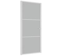 vidaXL Porte intérieure 93x201,5 cm Blanc verre dépoli et aluminium