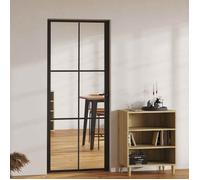 vidaXL Porte intérieure vitrée en verre ESG et aluminium 83 x 201,5 cm noir