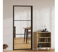 vidaXL Porte intérieure verre ESG et aluminium 93x201,5 cm noir