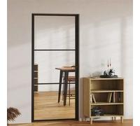 vidaXL Porte intérieure verre ESG et aluminium 93x201,5 cm noir