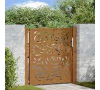 vidaXL Porte Jardin Acier résistant aux intempéries Conception Flamme, Porte de clôture, Porte extérieure, Porte en métal, Porte de sécurité