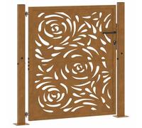 vidaXL Porte Jardin Acier résistant aux intempéries Conception Flamme, Porte de clôture, Porte extérieure, Porte en métal, Porte de sécurité