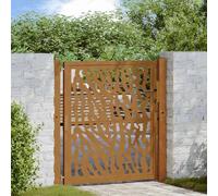vidaXL Porte Jardin Acier résistant aux intempéries Conception tracés, Porte de clôture, Porte extérieure, Porte en métal, Porte de sécurité
