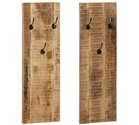vidaXL 2X Porte-Manteau Mural Bois de Manguier Massif Support de Vêtements