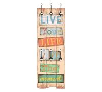 vidaXL Porte-manteau mural avec 6 crochets 120 x 40 cm "LIVE LIFE"