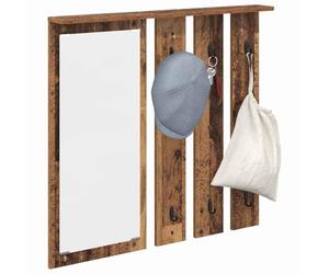 vidaXL Porte-manteau mural avec étagère Bois ancien 84 x 10 x 80 cm, Cintre élégant, moderne, mural pratique, crochets gain de place pour couloir, solution de rangement minimaliste