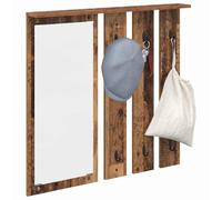 vidaXL Porte-manteau mural avec étagère Montage mural avec miroir Bois ancien 84 x 10 x 80 cm