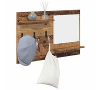 vidaXL Porte-manteau mural avec étagère Bois ancien 90 x 10 x 50 cm, Solution de rangement, porte-manteau moderne pour intérieur, bois reconstitué, organisateur gain de place