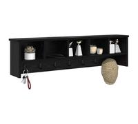 vidaXL Porte-Manteau Mural avec étagère Chêne Noir 100 x 16 x 26 cm, Rangement de Couloir, Porte-Manteau Moderne, Crochets muraux, Meuble rectangulaire, entrée stylée et organisée