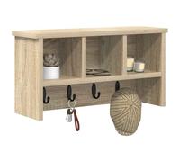 vidaXL Porte-Manteau Mural avec étagère Chêne Sonoma 50 x 16 x 26 cm, Rangement de Couloir, Porte-Manteau Moderne, Crochets muraux, Meuble rectangulaire, entrée stylée et organisée