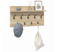 vidaXL Porte-manteau mural avec étagère Chêne sonoma 80 x 40 x 12 cm, Hall, porte-manteau moderne, solution de rangement mural, organisateur d'entrée, crochets déco pour la maison