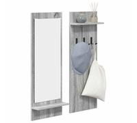 vidaXL Porte-manteau mural avec étagère avec stockage avec miroir Gris sonoma 70 x 10 x 90 cm