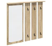 vidaXL Porte-manteau mural avec étagère Montage mural avec miroir Chêne sonoma 84 x 10 x 80 cm