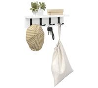 vidaXL Porte-manteau mural Blanc 40 x 10,5 x 10,5 cm Bois d'ingénierie, Rangement hall, support mural moderne pour manteaux, organisateur pratique, design compact pour gagner de la place