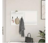 VidaXL Porte-manteau mural blanc 90x10x50 cm - meuble d'entrée avec miroir et 2 étagères