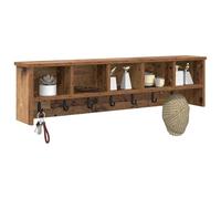 vidaXL Porte-Manteau Mural avec étagère Bois Ancien 100 x 16 x 26 cm, Rangement de Couloir, Porte-Manteau Moderne, Crochets muraux, Meuble rectangulaire, entrée stylée et organisée