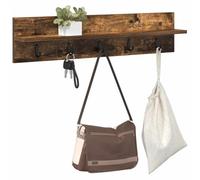 vidaXL Porte-manteau mural avec étagère Montage mural Chêne fumé 80 x 10.5 x 18 cm