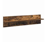 vidaXL Porte-manteau mural avec étagère Montage mural Chêne fumé 80 x 10.5 x 18 cm