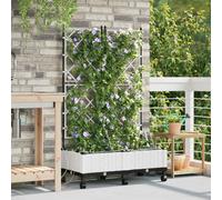 vidaXL Jardinière de jardin avec système d'arrosage et roues, lot de 2, blanche, en polypropylène (PP)