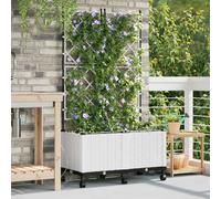 vidaXL Porte-plante de jardin avec irrigation et roues 2 pc Blanc PP